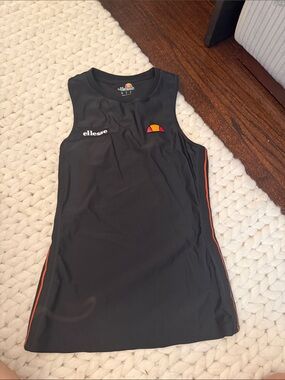 Ellesse Black Sports Tank with Orange and Pink Logo